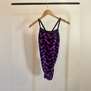 Speedo Purple Geometric Pattern Women’s Swimsuit, Size 12